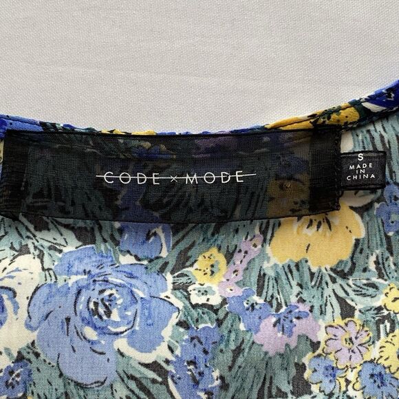 NWOT Code x Mode Blue Floral Prairie Ruffle Maxi Dress Size Small - Picture 13 of 16
